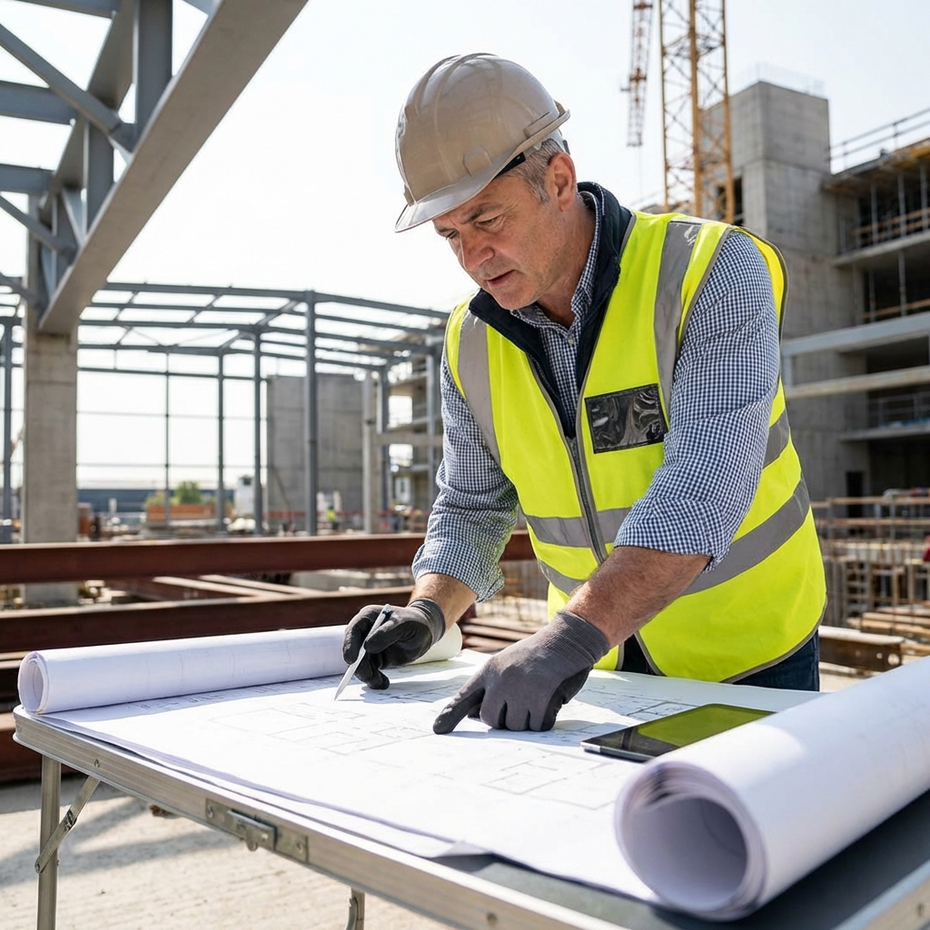 Arquitecto revisando planos